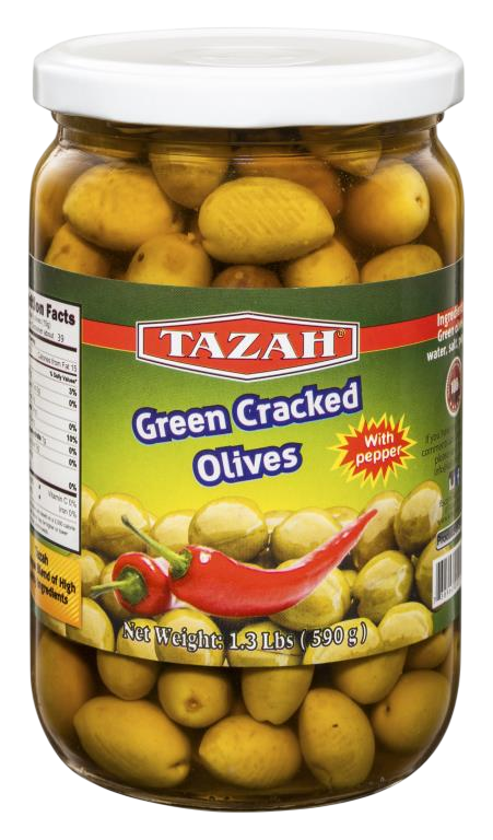 Tazah Green Olives With/Pepper 590 g