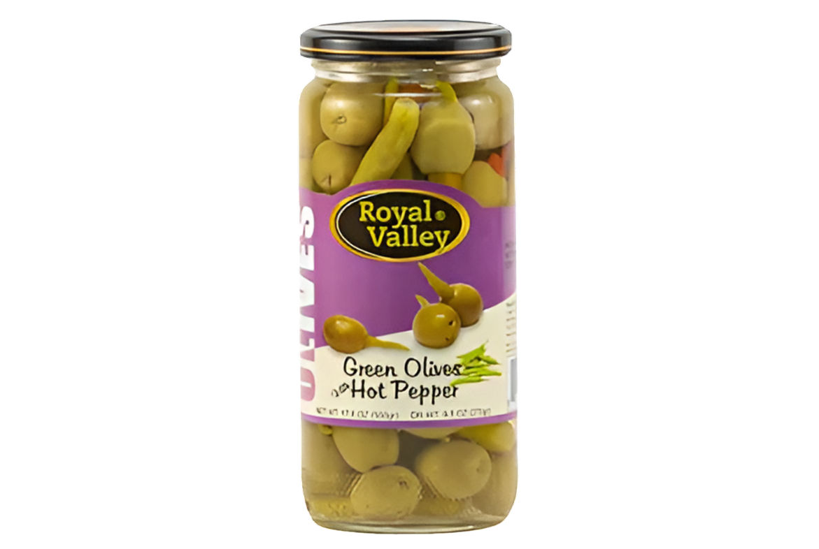 Royal Valley Green Olives w/Hot Pepper 500g