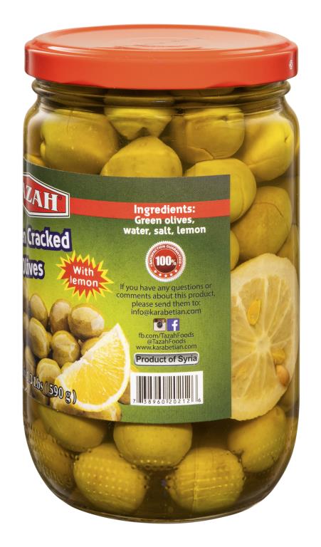 Tazah Green Olives w/Lemon 590g