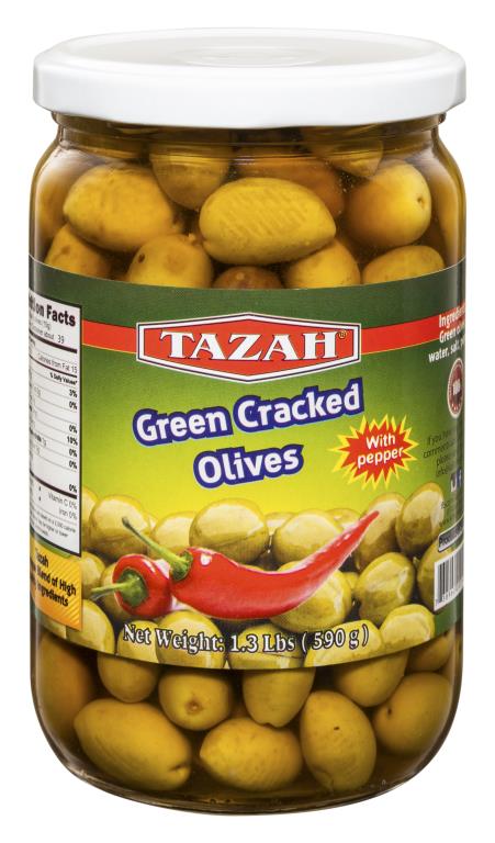 Tazah Green Olives w/Pepper 590g